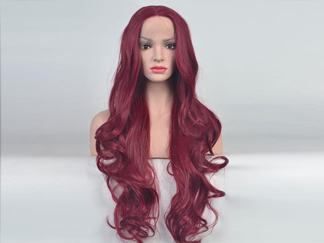 Wine Red Waist Length Wavy Synthetic Lace Front Wig Wine Red Waist Length Wavy Synthetic Lace Front Wig